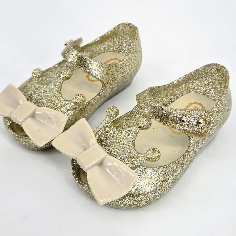 Mini DD Kids Sparkly Crown Jelly Flats Mary Jane Dress Shoes Lot Of 2 Size 5